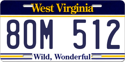 WV license plate 8OM512