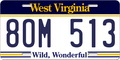 WV license plate 8OM513