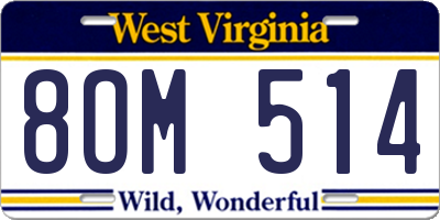 WV license plate 8OM514