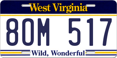 WV license plate 8OM517