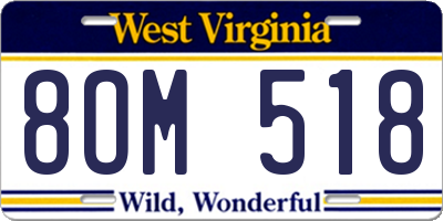 WV license plate 8OM518