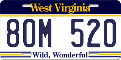 WV license plate 8OM520