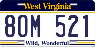 WV license plate 8OM521
