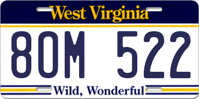 WV license plate 8OM522