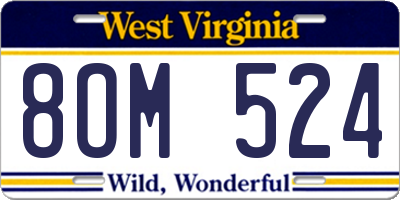 WV license plate 8OM524