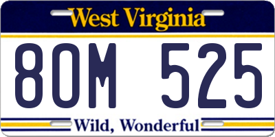 WV license plate 8OM525