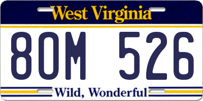 WV license plate 8OM526