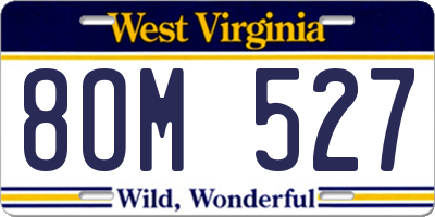 WV license plate 8OM527