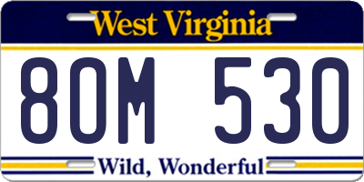 WV license plate 8OM530