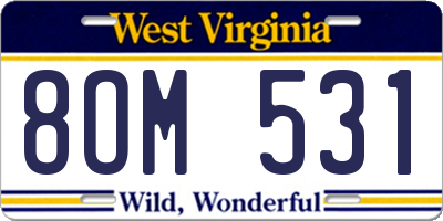 WV license plate 8OM531