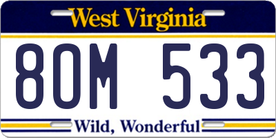 WV license plate 8OM533