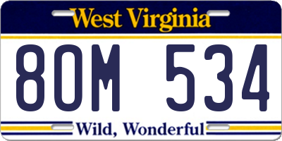 WV license plate 8OM534