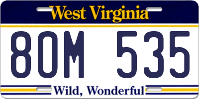 WV license plate 8OM535