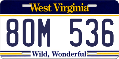 WV license plate 8OM536