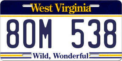 WV license plate 8OM538