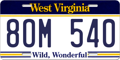 WV license plate 8OM540