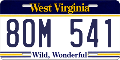 WV license plate 8OM541