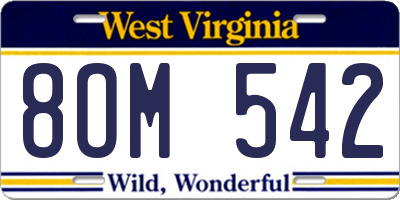 WV license plate 8OM542
