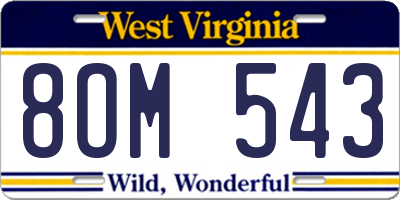 WV license plate 8OM543