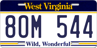 WV license plate 8OM544