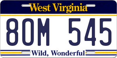 WV license plate 8OM545
