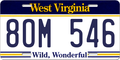 WV license plate 8OM546