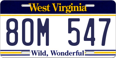 WV license plate 8OM547