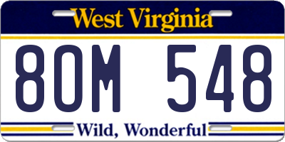 WV license plate 8OM548