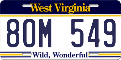 WV license plate 8OM549