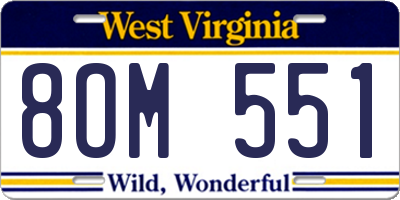 WV license plate 8OM551