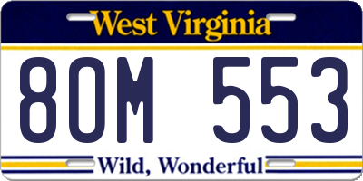 WV license plate 8OM553