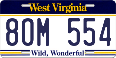 WV license plate 8OM554