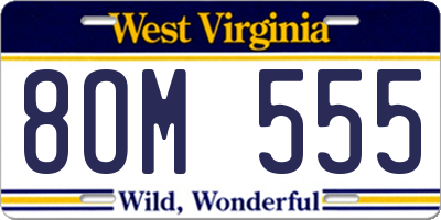 WV license plate 8OM555
