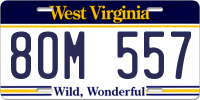 WV license plate 8OM557