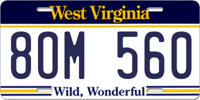WV license plate 8OM560