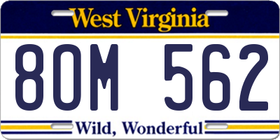 WV license plate 8OM562