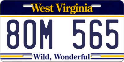 WV license plate 8OM565