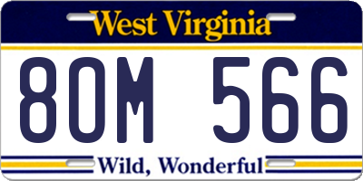 WV license plate 8OM566