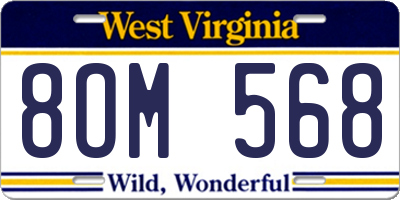 WV license plate 8OM568