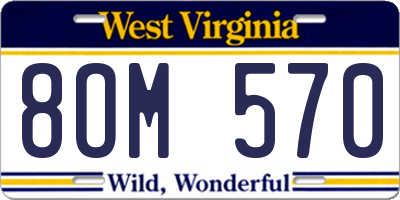 WV license plate 8OM570