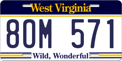 WV license plate 8OM571