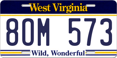 WV license plate 8OM573