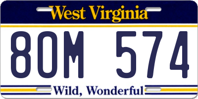 WV license plate 8OM574