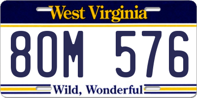 WV license plate 8OM576