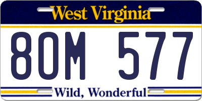 WV license plate 8OM577