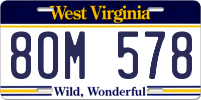 WV license plate 8OM578