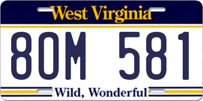 WV license plate 8OM581
