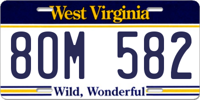 WV license plate 8OM582