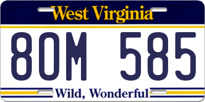 WV license plate 8OM585