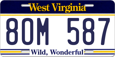 WV license plate 8OM587